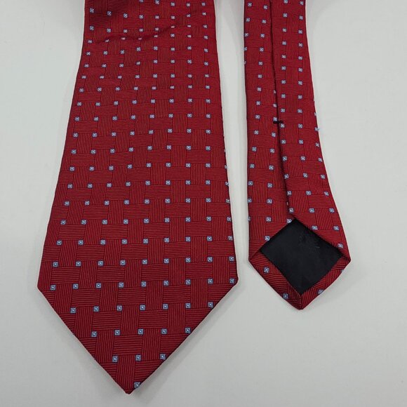 Brooks Brothers "346" Men's Pure Silk Tie Red Geometric Made in the USA Modern - Picture 5 of 9